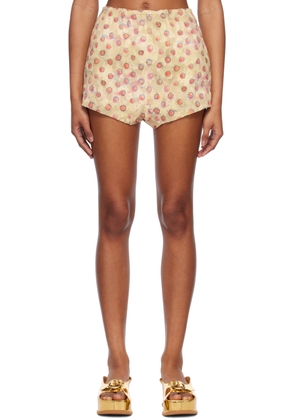 Acne Studios Beige Floral Shorts