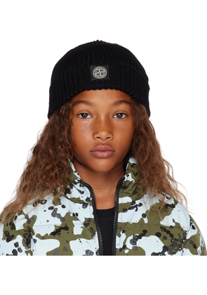 Stone Island Junior Kids Black Patch Beanie