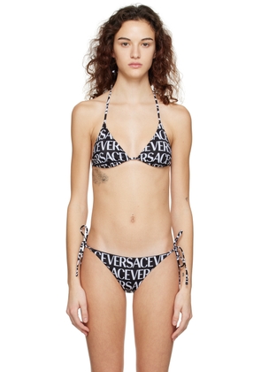 Versace Underwear Black Allover Bikini Top