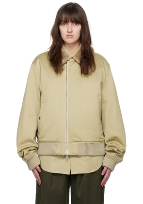 Burberry Beige Offset Zip Bomber Jacket