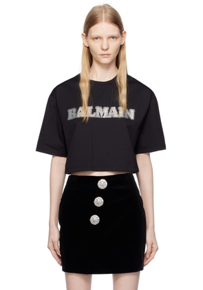 Balmain Black Rhinestone T-Shirt