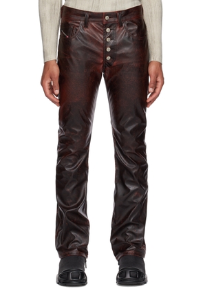 Diesel Burgundy P-Revol Faux-Leather Trousers