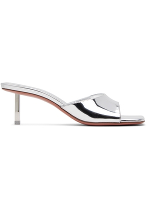 Amina Muaddi Silver Laura 60 Slipper Heeled Sandals