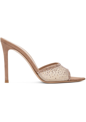 Gianvito Rossi Tan & Beige Rania Mules