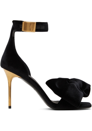 Balmain Black Bow Heeled Sandals