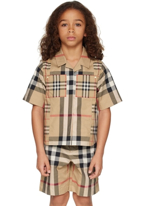 Burberry Kids Beige Patchwork Check Shirt