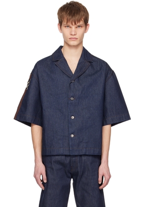 JACQUEMUS Navy Le Raphia 'La chemise de Nîmes Cuerd' Denim Shirt