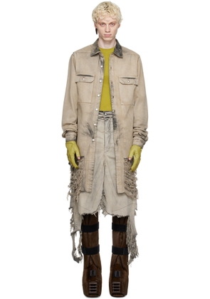 Rick Owens Off-White Frayed Denim Jacket