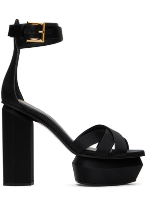 Balmain Black Platform Heeled Sandals