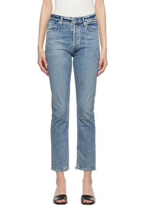 Citizens of Humanity Blue High-Rise Straight Jeans