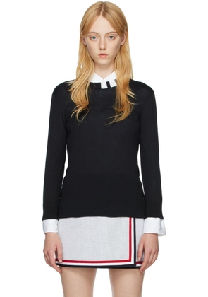 Thom Browne Navy 4-Bar Sweater