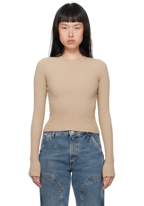 AGOLDE Beige Alma Long Sleeve T-Shirt