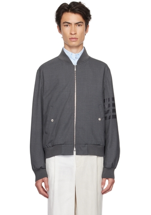 Thom Browne Gray 4-Bar Bomber Jacket