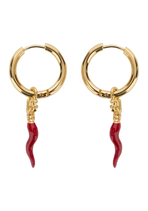 Dolce & Gabbana Gold Tone Creole Earrings With Horn In Brass Woman