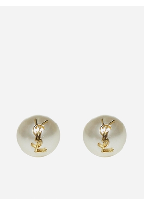 Saint Laurent Ysl Logo Pearl Earrings