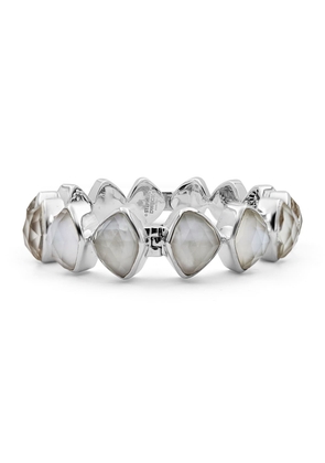 Faceted Natural Quartz, Mother-of-Pearl and Agate Bangle in Sterling Silver