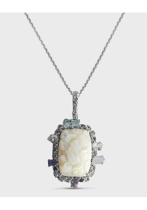 Mother-of-Pearl, Amethyst, Iolite and White Topaz Pendant Necklace