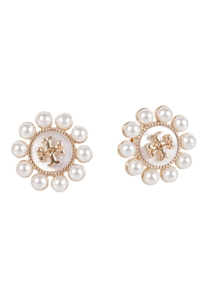 Tory Burch Kira Pearl Flower Stud Earrings