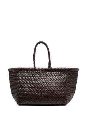 Dragon Diffusion triple Jump Brown Small Tote Bag In Braided Leather Woman