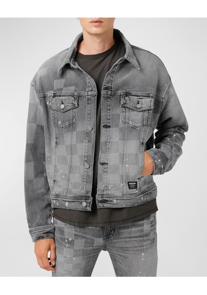 Men's Check Denim Trucker Jacket