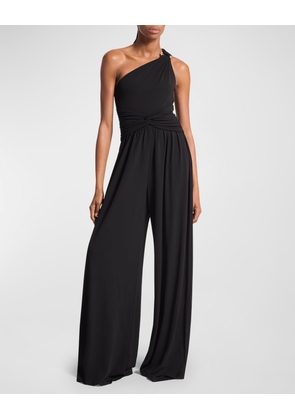 One-Shoulder Wide-Leg Stretch Matte Jersey Jumpsuit