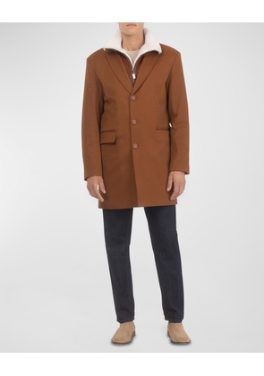 Men's Loro Wool Short Coat with Merino Shearling Lamb Trim