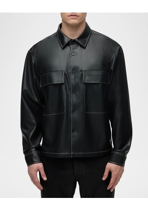 Men's Faux-Leather Overshirt