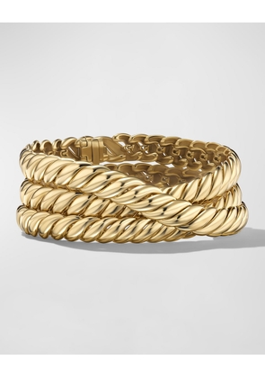 Sculpted Cable 3-Wrap Bracelet in 18K Gold, 8.5mm