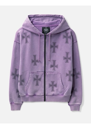 WASHED PURPLE BLACK RHINESTONE HOODIE