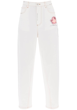 jeans with embroidered logo and flower patch - 42 White