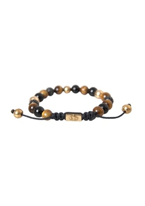 CZ Ball Tiger Eye Stone Copper Beaded Men Bracelet - M