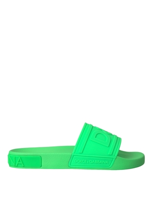 Green Leather Slides Sandals Beachwear Shoes - EU41/US8