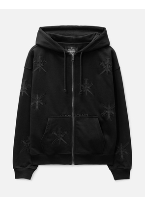 Black on Black Dagger Embroidery Hoodie