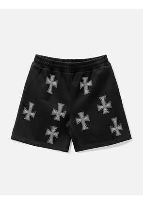 Black / White Cross Rhinestone Shorts