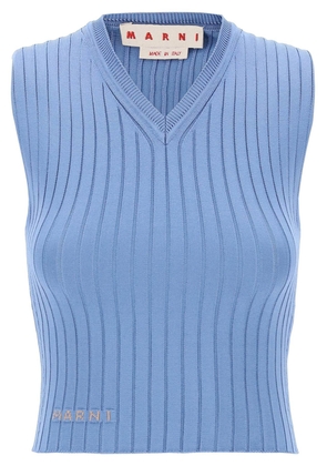 sleeveless ribbed knit top - 40 Blue