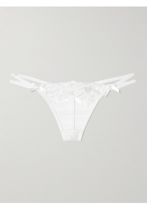 Agent Provocateur - Rosia Satin-trimmed Embroidered Lace Thong - White - 1,2,3,4,5,6