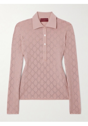 Gucci - Embellished Wool Polo Shirt - Neutrals - S,M,L