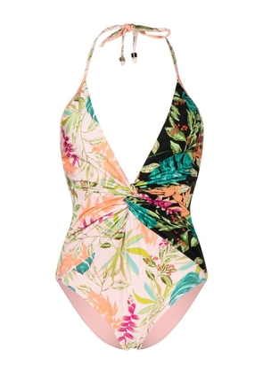 PatBO twist-detail floral swimsuit - Pink