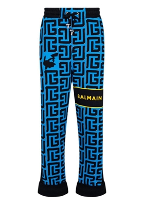 Balmain x Pokemon monogram-print cotton track pants - Blue