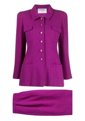 CHANEL Pre-Owned 1995 tweed skirt suit - Purple