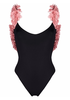 La Reveche ruffle-detail swimsuit - Black