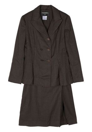 CHANEL Pre-Owned 1998 double-breasted wool skirt suit - Brown