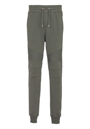 Balmain flocked-logo cotton joggers - Green