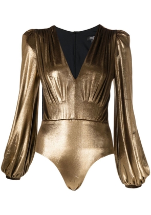 PatBO Metallic Velvet Plunge bodysuit - Gold