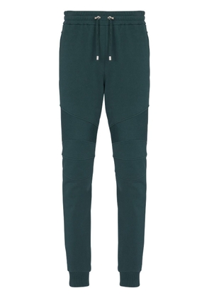 Balmain ribbed-detail drawstring track pants - Green