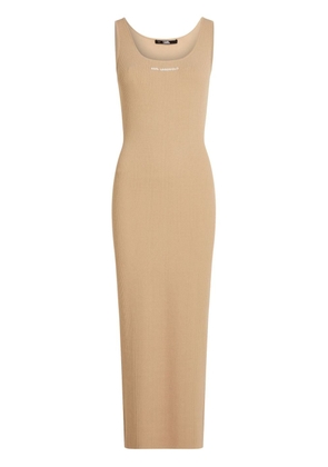 Karl Lagerfeld ribbed-knit sleeveless midi dress - Neutrals