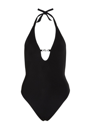 Karl Lagerfeld Signature glitter-embellished swimsuit - Black