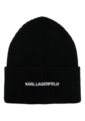 Karl Lagerfeld Essential logo-embroidered beanie - Black