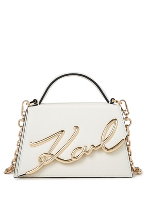 Karl Lagerfeld small Signature leather cross body bag - White