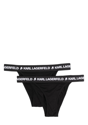 Karl Lagerfeld Logo-waistband 2-pack Brazilian briefs - Black